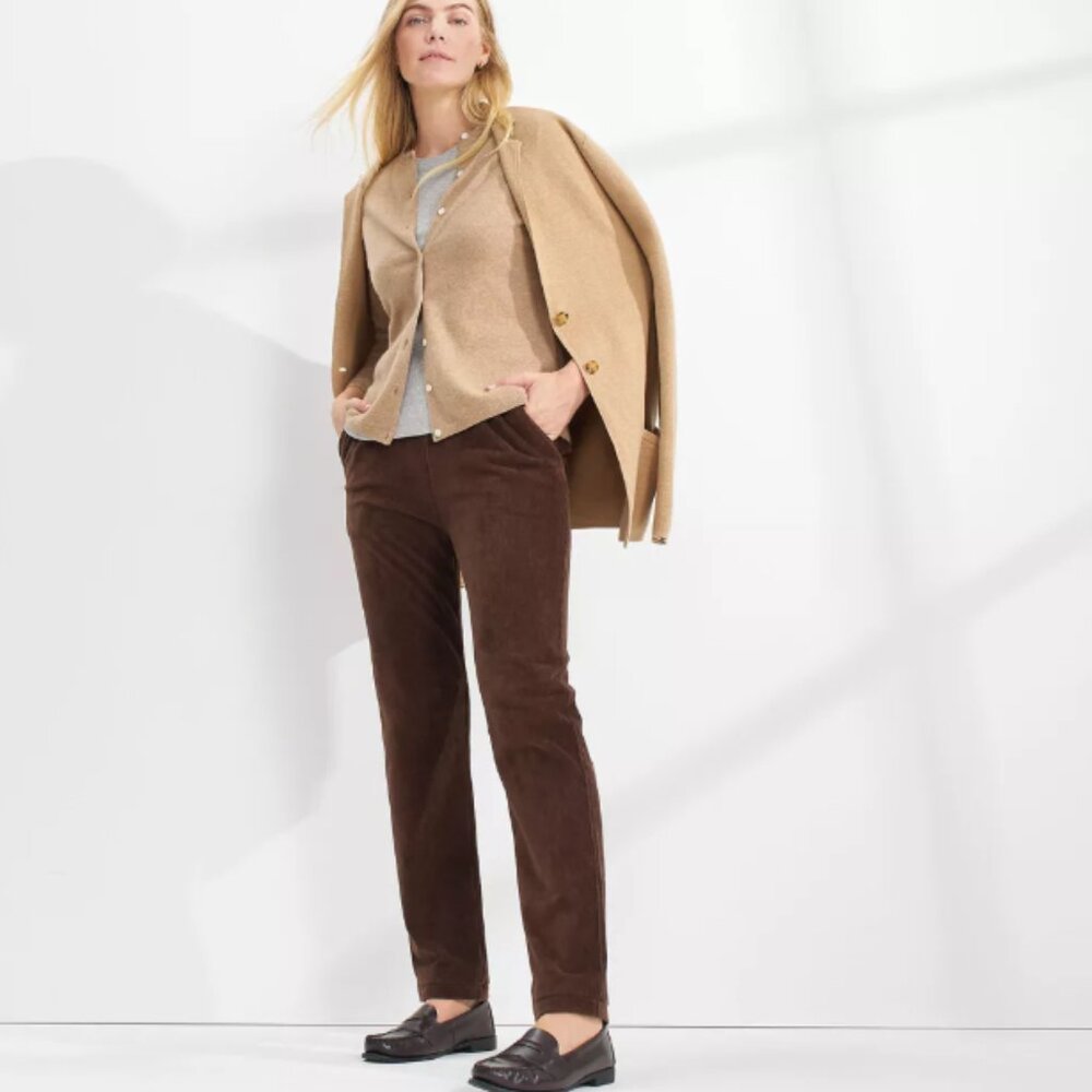 Lands End Women's Sport Knit High Rise Corduroy Pull-On Pants S
